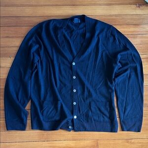 Brooks Brothers Navy Merino Cardigan Sweater